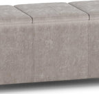 SIMPLIHOME Avalon 42 inch Wide Contemporary Rectangle Storage Ottoman in Distressed Grey Taupe Vegan Faux Leather, Assembled, for the Living Room, Entryway and Family Room