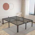 ROIL 14 inch California King Size Bed Frame Metal Platform No Box Spring Needed with Headboard Hole Round Corner Legs Mattress Retainers 3500LBS Heavy Duty Steel Slats Noise-Free Storage