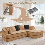 Cloud Sectional Sofa Modern Boneless Couch for Living Room, Comfy Deep Seat Comfy Teddy Fabric Double Sofa Chaise No Assembly Required (Camel, 106" L Shape with Right Facing)