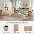 6 Drawer Dresser for Bedroom, 44" Tall Dressers & Chest of Drawers w/Solid Wood Handle, Wood Mid Century Closet Organizers and Storage Cabinet for Bedroom, Living Room, Hallway, Natural Oak