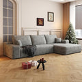 107.5" Cloud Modular Sectional Sofa with L-Shape Chaise, Modern Upholstered Couches for Living Room, Deep Seat Boneless Couch, No Assembly Required, Plush Corduroy Fabric (Grey, Right Facing Chaise)