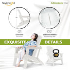 nevilywood Folding Adirondack Chair with Cup Holder Set of 4, HDPE Patio Chairs,All-Weather Outdoor Chairs for Backyard, Deck,Fire Pit-White