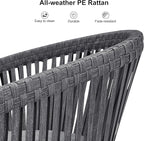 PURPLE LEAF 9 Pieces Outdoor Dining Set with Patio Aluminium Square Dining Table and Wicker Rattan Chairs Modern Furniture Cushions Sets for Backyard Indoor Decor Kitchen Grey