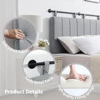 UEV King Headboard Only, Wall Mounted Hanging Upholstered Bed Head Board, Modern Vertical Channel Design of Fine Linen, Elegant Grey Fluted Headboard for Bedroom (Grey, King Size)