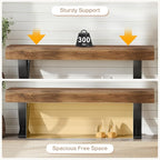 Tribesigns Entryway Shoe Bench, 55-Inch Wooden Shoe Bench with Metal X-Shaped Legs, Industrial Long End of Bed Stool with Seating for Bedroom, Living Room, Hallway, Porch