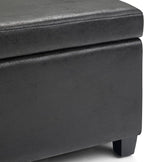 SIMPLIHOME Avalon 48 inch Wide Contemporary Rectangle Storage Ottoman Bench in Distressed Black Distressed Vegan Faux Leather, Assembled, For the Living Room, Entryway and Family Room