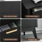 Fluted Dresser for Bedroom,49.6'' Modern Wooden Dresser with 6 Drawers, Bedroom Dressers, Natural Wood Chest of Drawers for Living Room, Hallway (Black)