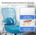 HYLONE 400lbs Heavy Duty Office Chair, 5" Thickened Seat Ergonomic Desk Chair with Adjustable Armrests, Home Office Computer Chairs for Long Hours Mesh Executive Chair(Blue)