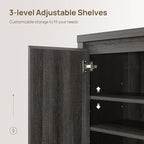 SICOTAS Sideboard Buffet Cabinet with Storage, Fluted Credenza Console Cabinet with Adjustable Shelves, Modern Coffee Bar Storage Cabinet for Kitchen, Living Room, Entryway, Black Oak, 2 PCS