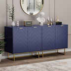Scurrty 31.5'' Sideboard Buffet Cabinet with Storage Set of 2, Navy Blue Accent Cabinet with Doors & Adjustable Shelf for Living Room & Kitchen (2 Doors)