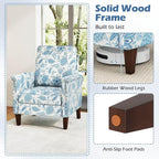 GOFLAME Floral Accent Chairs Set of 2, Comfy Upholstered Armchairs with Rubber Wood Legs and Thick Padded Cushion, High Back Single Sofa Chairs, Reading Side Chairs for Living Room, Bedroom, Blue