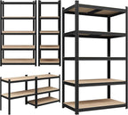 Yaheetech Standing Shelf Units, 5 Tier Storage Shelf, Heavy Duty Shelving, Adjustable Garage Shelves, Utility Rack Shelf Unit, Basement Warehouse Shed, 35.5" Wx 16" D x 71" H - Black