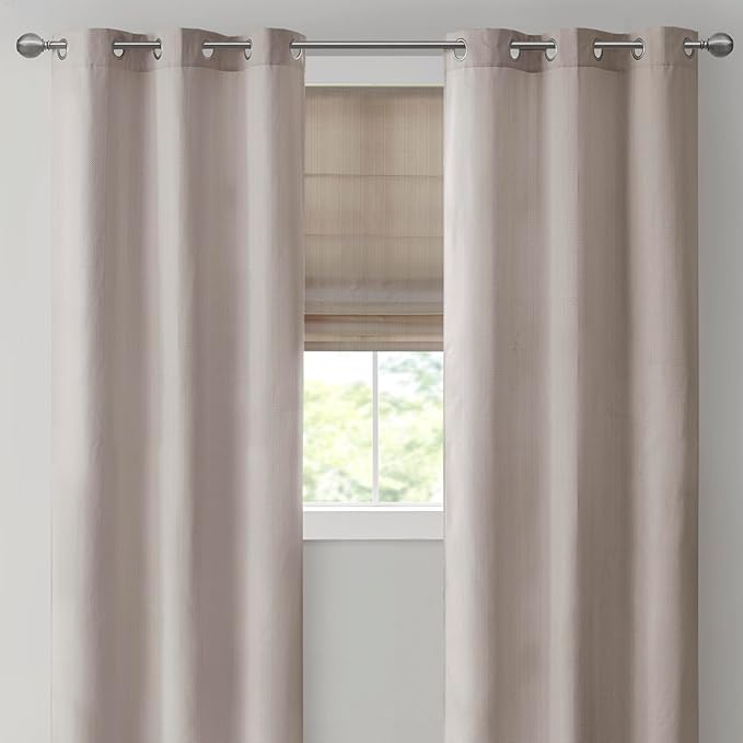Madison Park Galen Cordless Roman Shade, 23"W x 64"H, Sheen Taupe – Room Darkening, Thermal Insulated, Energy Efficient Window Blind with Subtle Sheen Basketweave Fabric for Privacy