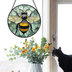 Stained Glass Window Hanging 4 Pcs Set Butterfly Dragonfly Bee Ladybug Large 15" - Suncatcher Door Garden Sun Catcher Decor Birthday Mother's Day for Mom Woman Nana Men