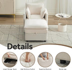 30" Cloud Modular Single Sofa Chair with Storage Ottoman, Modern Upholstered Accent Chair with Storage, Chenille Reading Lounge Armchair for Living Room, Bedroom, Small Space, Beige