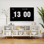 66" Modern TV Stand for TVs up to 75",TV Cabinet with Glass Door,Entertainment Center with Storage,Television Stands with Gold Legs,Media Console for Bedroom,Living Room,White