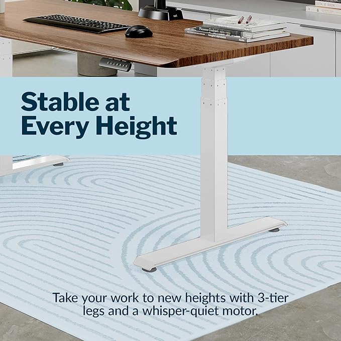 Vari ComfortEdge 60x30 Inch Adjustable Electric Standing Desk – Sit Stand VariDesk with Memory Presets, Sloped Edge, 200 LB Capacity + Tool-Free Assembly (Walnut)