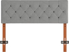 Upholstered Full Size Headboard Only for Bed Frame from 42”-55”, Adjustable Height Full Headboards with Durable Wood Leg, Fabric Bed Board in Modern Button Design, Light Grey