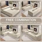 105" Modular Sectional Sofa L-Shape Chaise, Modular Cloud Couch Sofa with Deep Seat, Upholstered Couches for Living Room Bedroom No Assembly Required (Beige)
