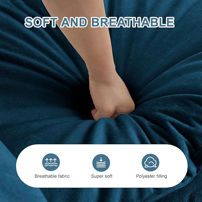Modular Sectional Sofa, 111.5 Inch L-Shaped Cloud Sofa with Deep Seat Chenille Sofa with Cushions, Three-Self Sectional Sofa for Living Room Apartment,Blue