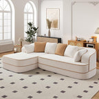 Cloud Sectional Sofa Modern Boneless Couch for Living Room, Comfy Deep Seat Comfy Teddy Fabric Double Sofa Chaise No Assembly Required (White, 106" L Shape with Left Facing)