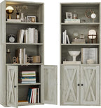IRONCK Industrial Bookshelves and Bookcases with Doors 11.8 in Depth Set of 2 Floor Standing 5 Shelf Display Storage Shelves Bookcase Home Decor Furniture for Home, Office, Living Room, Bedroom