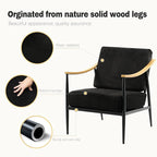 Modern Accent Chairs Set of 2 for Living Room Bedroom Mid Century Arm Chairs Upholstered Office Accent Chairs Comfy Waiting Room Chairs with Metal Frame, Black