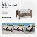 6 Piece Patio Furniture Set with Swivel Chairs, High Back Wicker Rattan Sofa with Extra Thick Cushion, Coffee Table and Ottoman, Outdoor Conversation Set for Backyard Deck, Grey