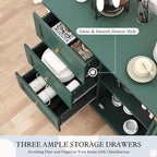 HLR Accent Cabinet with 3 Drawers and Door, Wooden Storage Cabinet with Shelves, Sideboard for Living Room, Entryway, Green