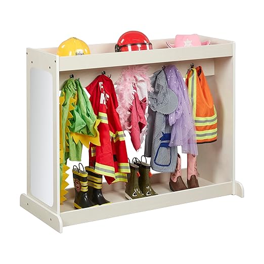 ECR4Kids Streamline Dress-Up Island, Costume Organizer, White Wash