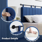 UEV Queen Headboard Only, Wall Mounted Hanging Upholstered Bed Head Board, Modern Vertical Channel Design of Fine Linen, Elegant Dark Blue Fluted Headboard for Bedroom (Dark Blue, Queen Size)