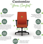 HON Ignition 2.0 Mid Back Task Chair, Spectrum Mesh, Advanced Synchro-Tilt Control, Office Chair with Lumbar Support, Height and Width Adjustable Arms, Black Frame, Salamander