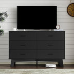 Dresser for Bedroom with 6-Drawer, 47.2" Modern Chest of Drawers with Metal Handles, X-Shape Base & Adjustable Center Leg, Anti-Tip Closet Organizers and Storage