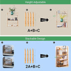 GOGOGO Expandable Bamboo Bookshelf - No Assembly & Modular, Bamboo 3-Tier Shelf & Ladder Shelf, Eco-Friendly Small Bookcase for Home Office- Useful Home & Housewarming Gift(Natural, 11.8" H(3 Tier))