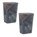 Mind Reader 60L Slim Laundry Hamper, Clothes Basket, Lid, Ventilated, Plastic, Set of 2, Gray