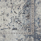 RUGGABLE Washable Vintage Runner Rug – Sarrah Blue Quartz 2.5x12, Stain-Resistant, Non-Slip Hallway Runner – Machine Washable Rug for Hallway, Entryway, Living Room & Kitchen–with Standard Pad
