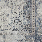 RUGGABLE Washable Vintage Area Rug – Sarrah Blue Quartz 6x9, Stain-Resistant, Non-Slip – Medium Machine Washable Rugs for Living Room, Bedroom, Hallway, Entryway & Office–with Standard Pad