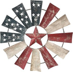 Alpine Corporation 21" Tall Indoor/Outdoor Patriotic Windmill Wall Art Decor