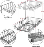 SIMPLE HOUSEWARE 2-Tier (L+L) Organizer Pull Out Under Cabinet Sliding Shelf, Chrome