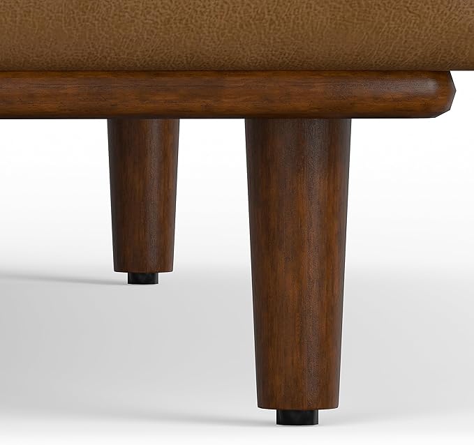 SIMPLIHOME Morrison 72-inch Wide Sofa in Caramel Brown Top Grain Genuine Leather, Mid-Century Modern-Style Loveseat for Living Room, Single Bench Cushion, Removable Back Cushions, 2 Bolster Pillows