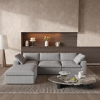 Cloud Couch Modular Sectional Sofa with Storage Ottoman,L Shaped Couch for Living Room,120.45inch Down Filled 4 Seater Convertible Sectional Sofas,Covers Washable&Replaceable (Grey)