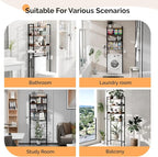 VINGLI Over-The-Toilet Storage Rack,4 Tier Bathroom Shelf Organizer Adjustable with Basket and Paper Holder,Freestanding Bathroom Space Saver Matal Stand with Feet Pad Above Toilet,Rustic Brown