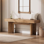 Tribesigns 47" Wooden Entryway Bench, Farmhouse Indoor End of Bed Bench, Long Table Benches Seat for Bedroom, Hallway, Foyer, End of Bed (Rustic Brown)