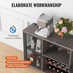 VEVOR 55 Inch Industrial Bar Cabinet, Wine Table for Liquor and Glasses, Sideboard Buffet Cabinet with Wine Rack, Freestanding Farmhouse Wood Coffee Bar Cabinet for Living Room, Home Bar, and Kitchen