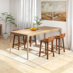 COSTWAY Solid Wood Bar Stools Set of 2, 24.5-inch Counter Height Chairs with Low Back and Footrest, Farmhouse Wooden Armless barstools for Kitchen Island, Dining Room, Cafe, Breakfast, Brown