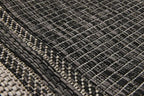 Unique Loom Outdoor Border Collection Area Rug - Soft Border (2' x 6' 1" Runner, Black/ Ivory)