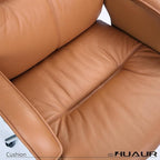 Genuine Leather Modern Executive Chair High-Back Support 90 to 150 Degrees Tilt and Upholstered Home Desk Chair with Base 400LB Capacity Swivel Computer Office Chair (Orange)