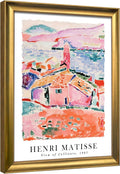 Wieco Art Framed Wall Art View of Collioure 1905 by Henri Mattise Abstract Colorful Art Matisse Posters Canvas Prints for Wall and Home Office Decorations Bronze Gold Frame