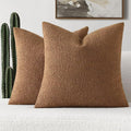 FUTEI Pack of 2 Tobacco Decorative Throw Pillow Covers 24x24 Inch Soft Cozy Solid Boucle Textured European Cushion Case,Modern Home Decor for Couch Bed Living Room