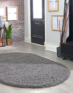 Unique Loom Solid Shag Collection Area Rug (3' 3" x 5' 3" Oval, Graphite Gray)